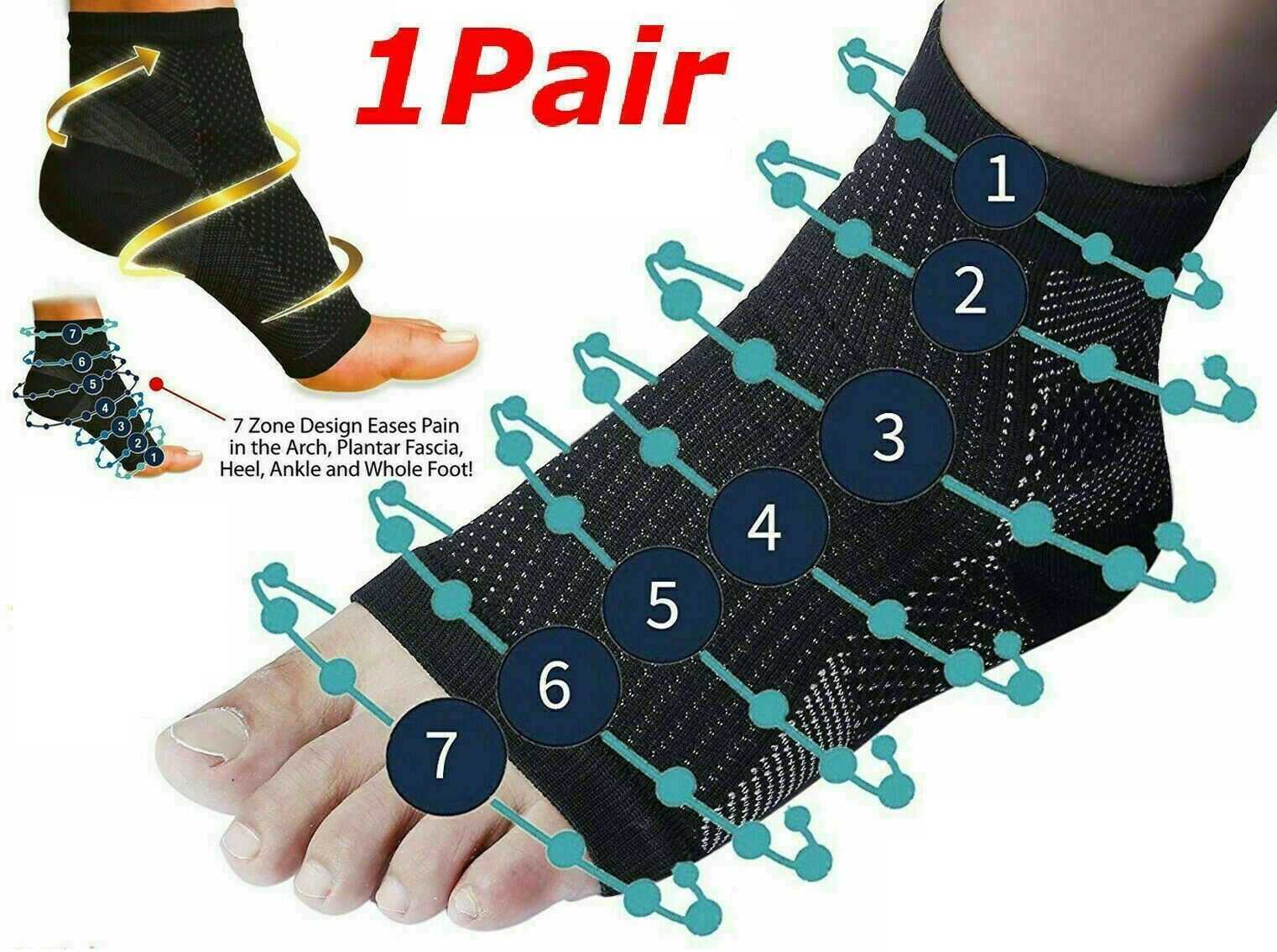 2 X Plantar Fasciitis Compression Socks Heel Foot Arch Pain Relief Support Pair Large And Extra Large
