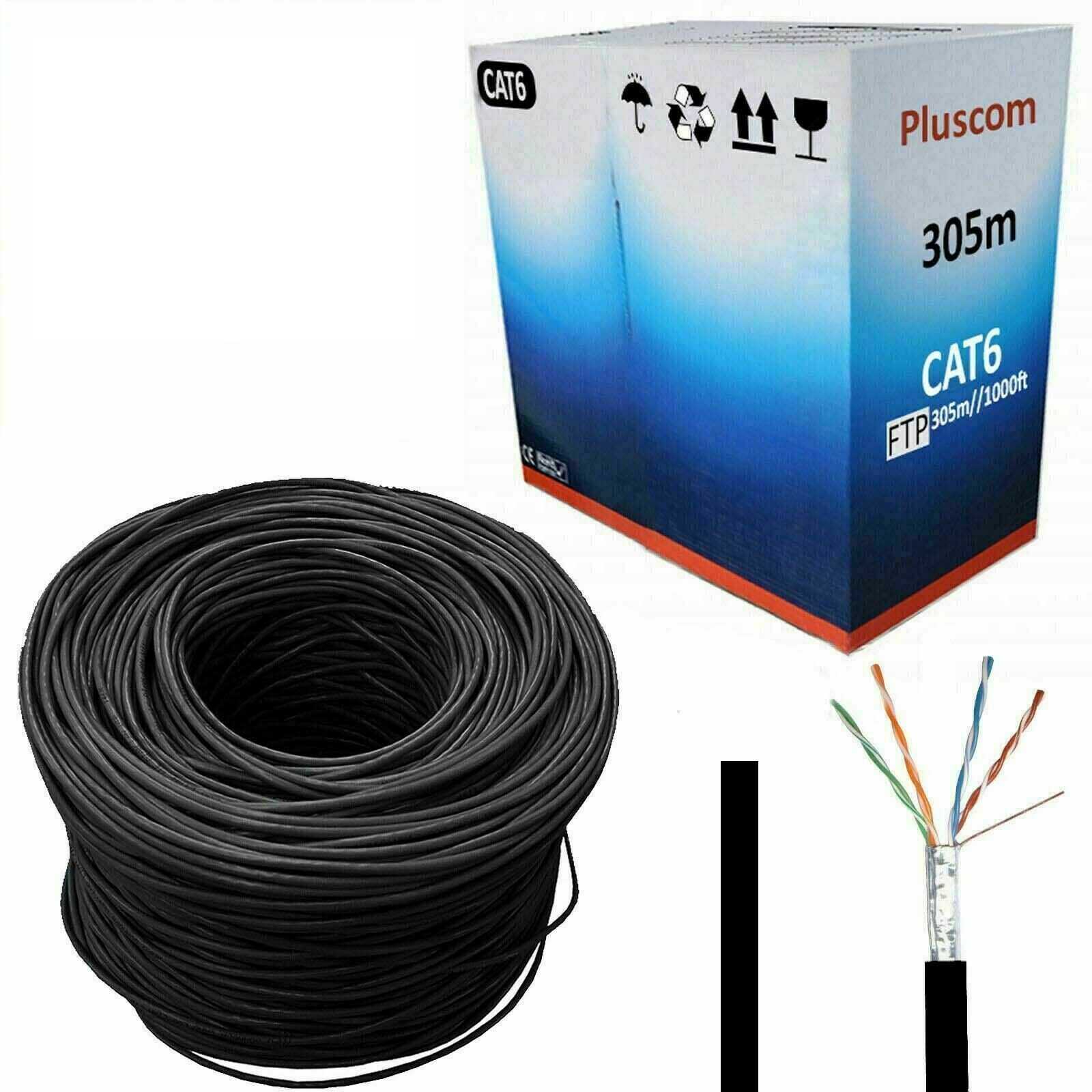 Black 305M Rj45 Cat6 Outdoor Network Ethernet Ftp Cable Roll 4 Pair Adsl Modem Reel Box