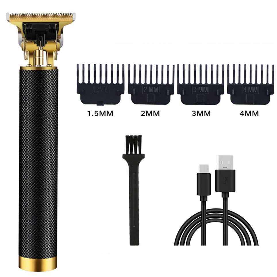 Black Professional Mens Hair Clippers Shaver Cordless Beard Electric Trimmers Machine
