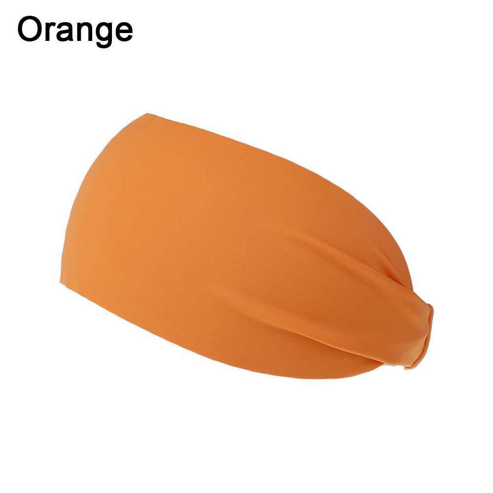 Orange Sweatband Hairband Sports Sweat Headband Yoga Gym Stretch Unisex Head Band Mens