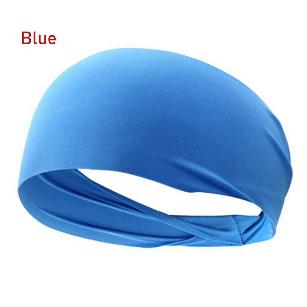 Blue Sweatband Hairband Sports Sweat Headband Yoga Gym Stretch Unisex Head Band Mens