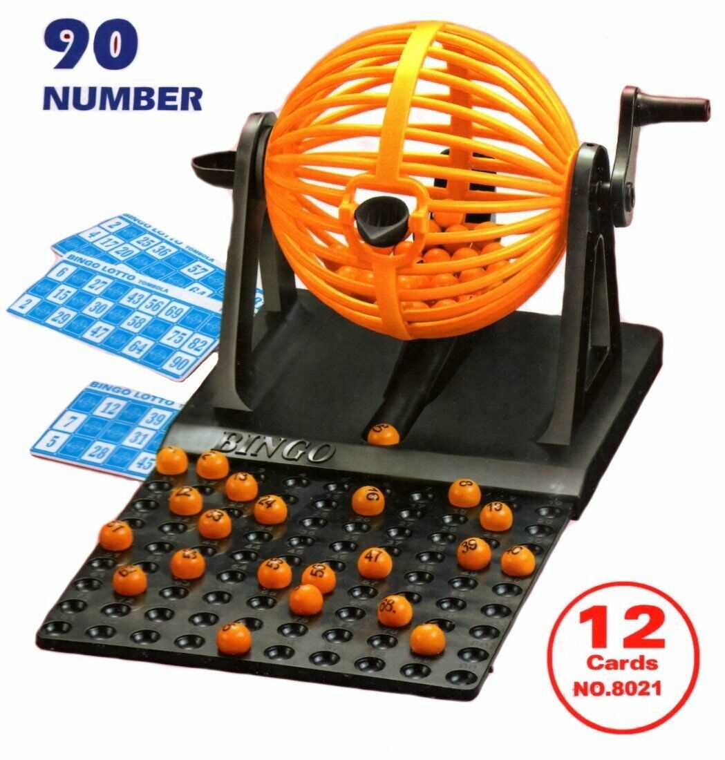 Traditional Family Bingo Lotto Game Set with 12 Cards 90 Bingo Balls and Dispenser