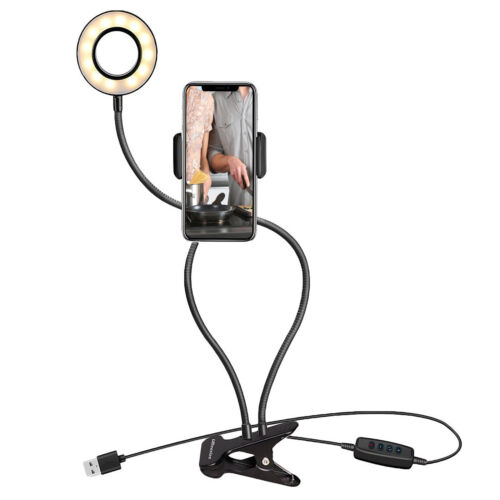 24 LED Black Selfie Ring Light for Phone Camera Lamp Flash Makeup Video Clip Stand