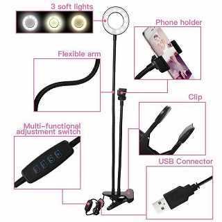 24X Led Selfie Ring Light For Phone Camera Lamp Flash Makeup Video Clips Stand Kit