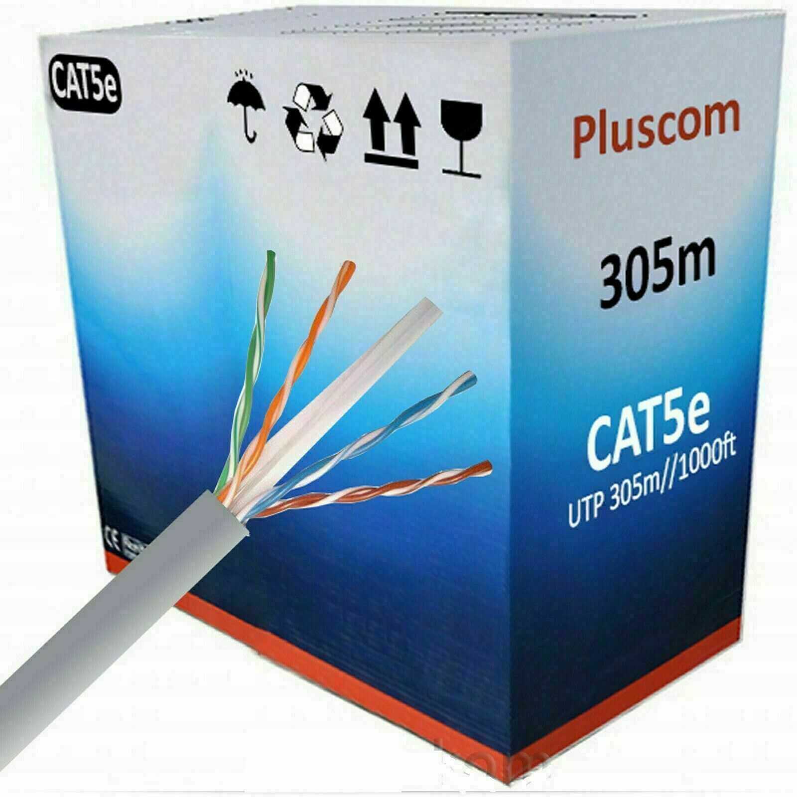 Grey 305M Rj45 Cat5E Outdoor Network Ethernet Utp Cable Roll 4 Pair Adsl Modem Reel Box