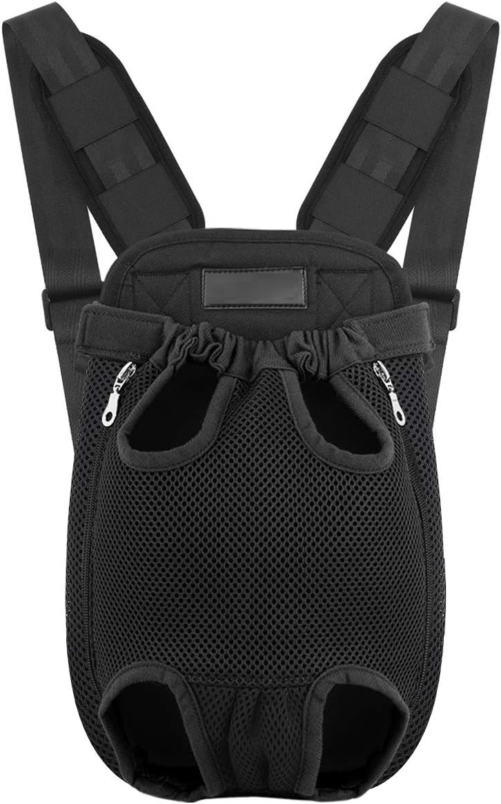 Small Black Pet Carrier BackPack Adjustable Pet Front Cat Dog Carrier Backpack Travel Bag Legs Out Easy-Fit for Traveling Hiking Camping for Small Dog