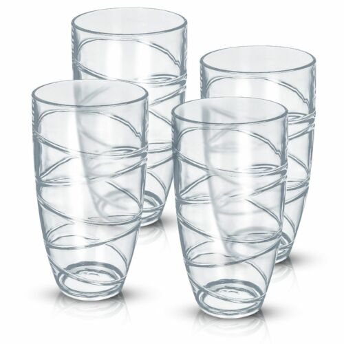 Pack of 4 Plastic Tumbler Glasses Deluxe Drinking Glasses Reusable Clear Drinking Party Acrylic Glass Set