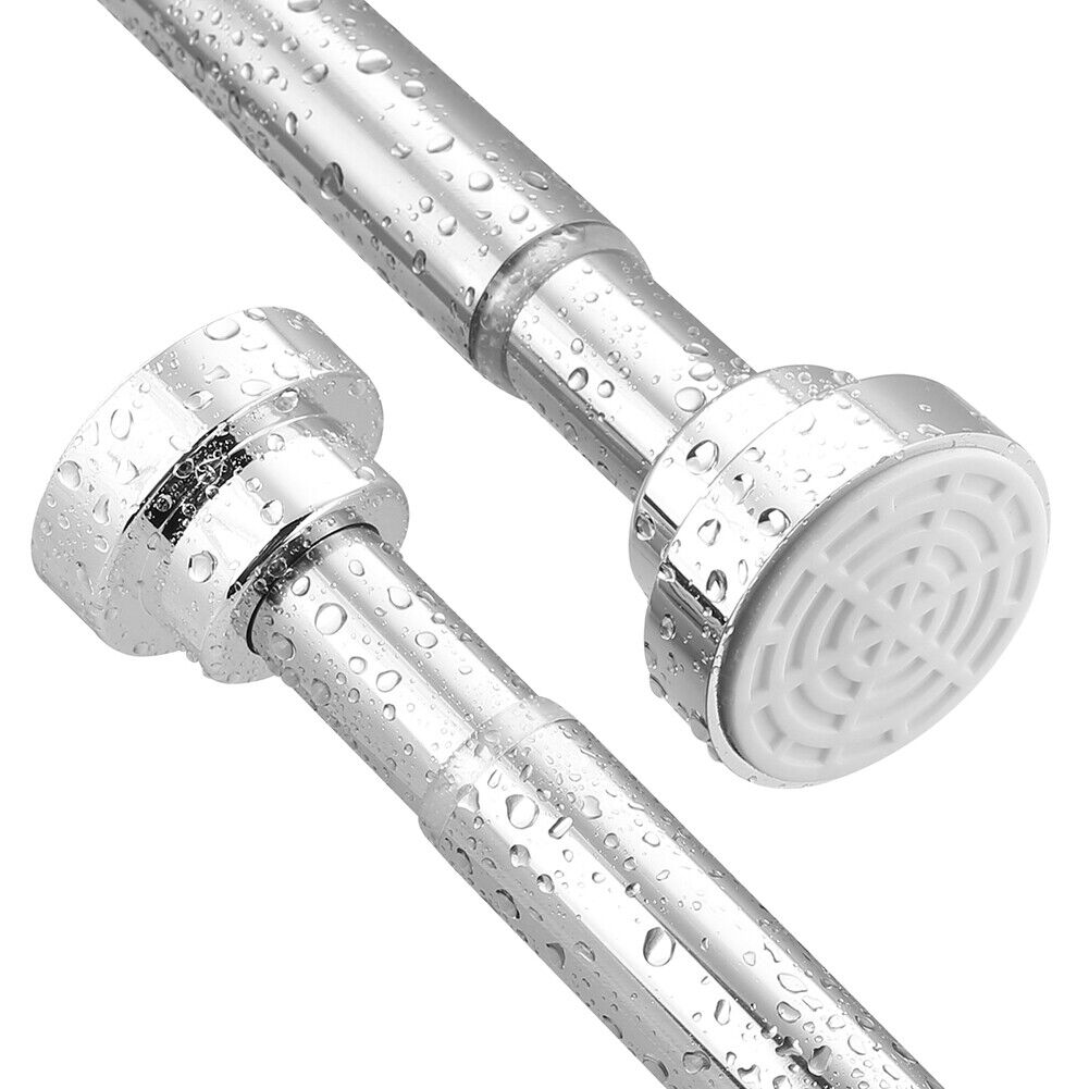 125-220cm Telescopic Shower Curtain Rail Rod Chrome Extendable Window Bath Pole Rod