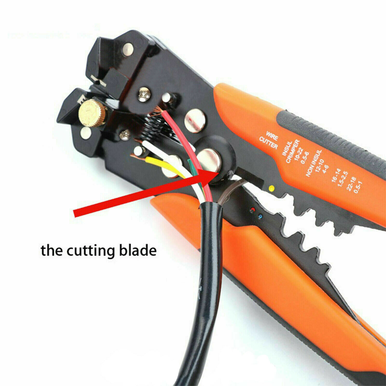 Orange Black Automatic Cable Wire Crimper Crimping Tool Stripper Adjustable Plier Cutter