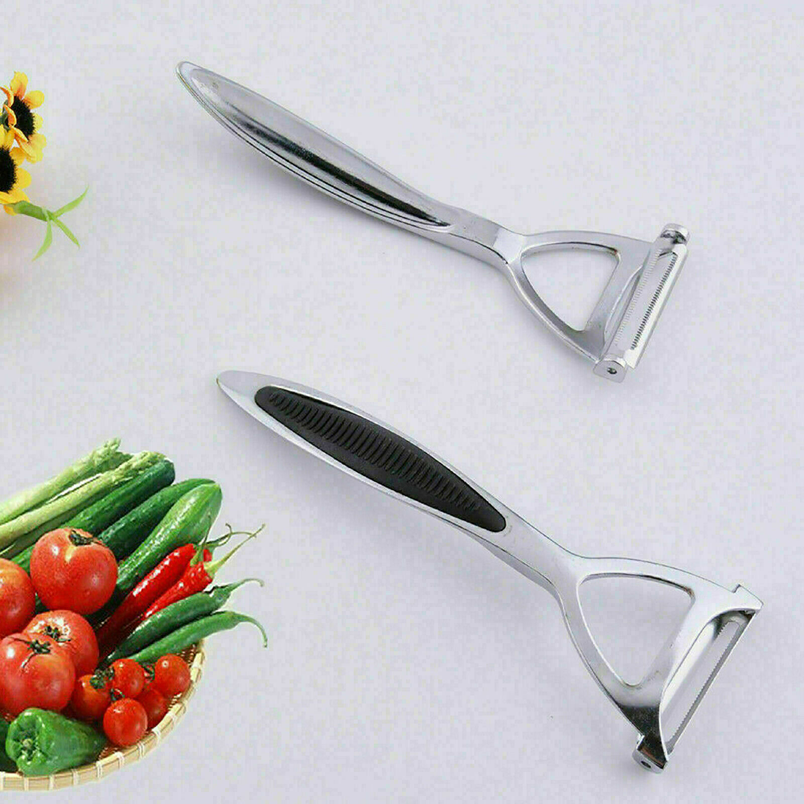 2 in 1 Kitchen Potato Peeler Slicer For Vegetables Fruits Rapid Cutter Peeler Chrome Alloy