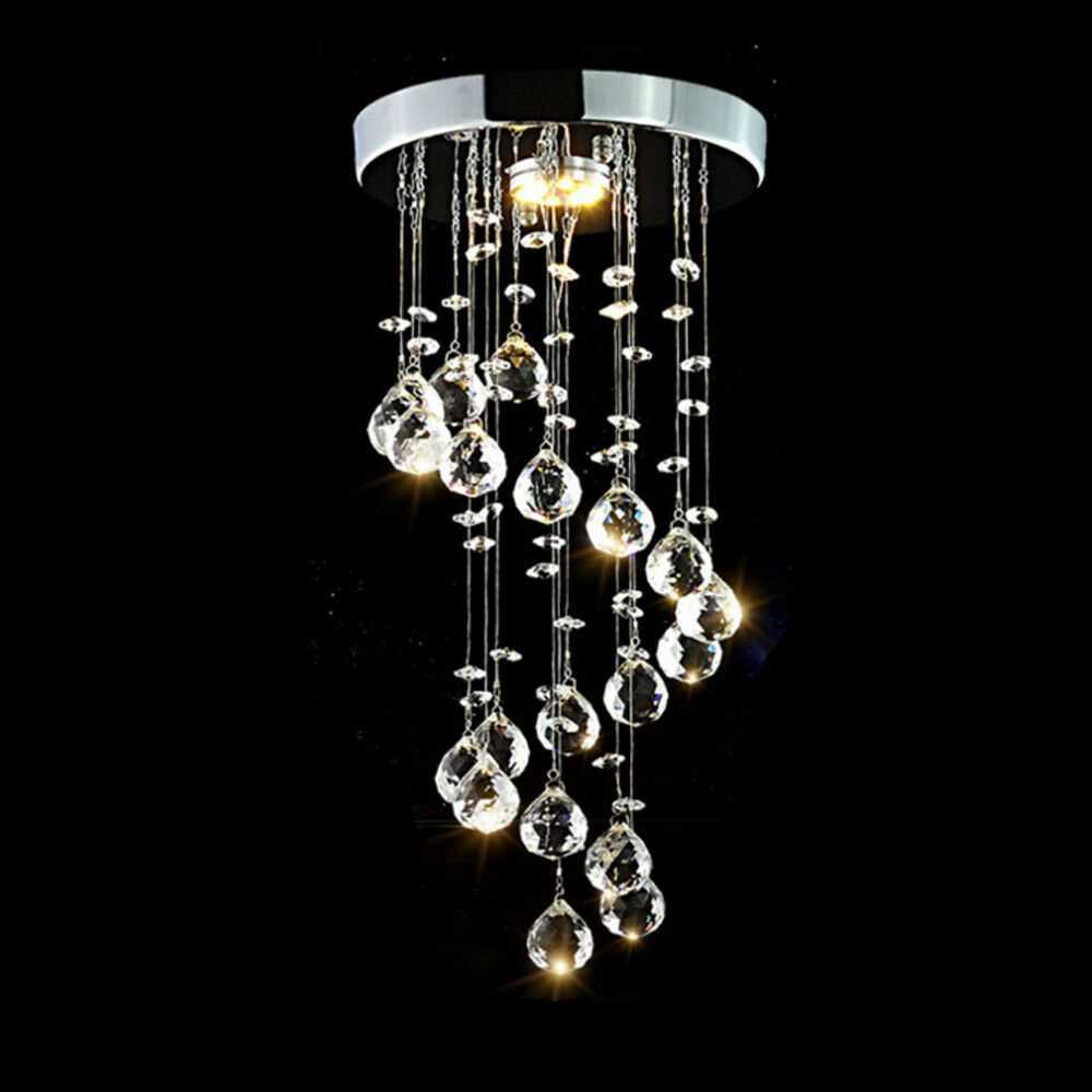 Warm Light Modern Led Crystal Ceiling Light Lamp Fitting Pendant Chandelier Chrome Lights
