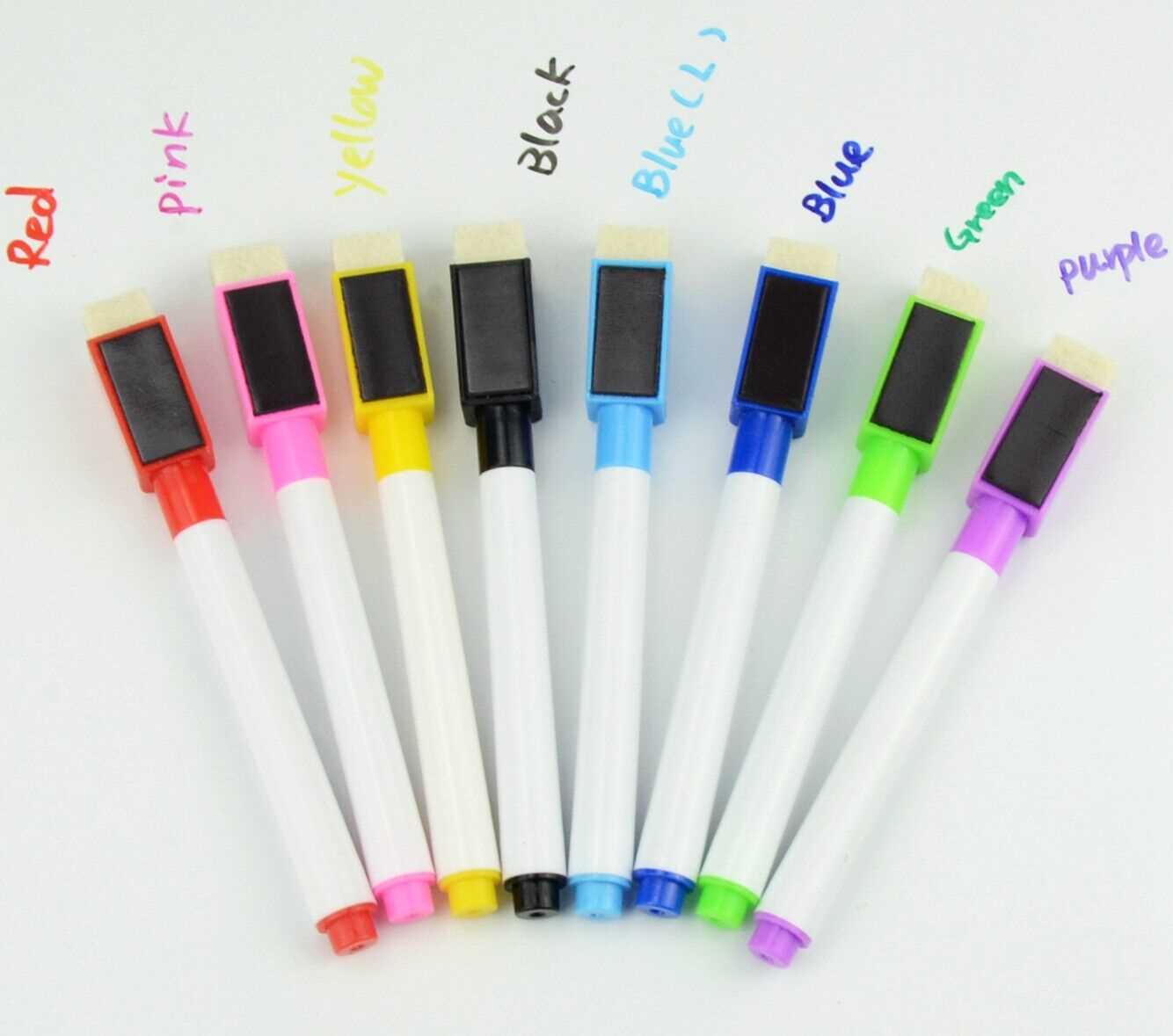 8 Colour Magnetic White Board Markers Pens Black Dry Eraser Easy Wipe Whiteboard